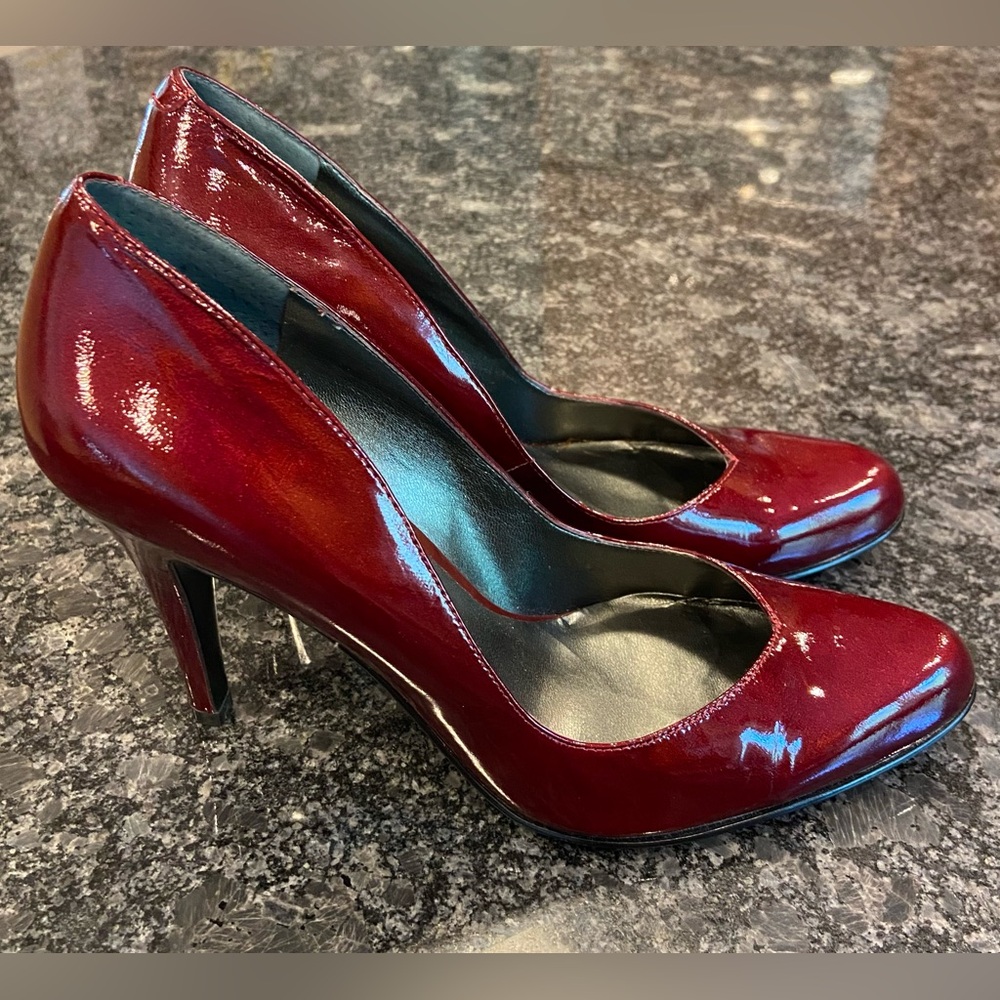 Elegant Dark Red Patent Leather Women's Heels